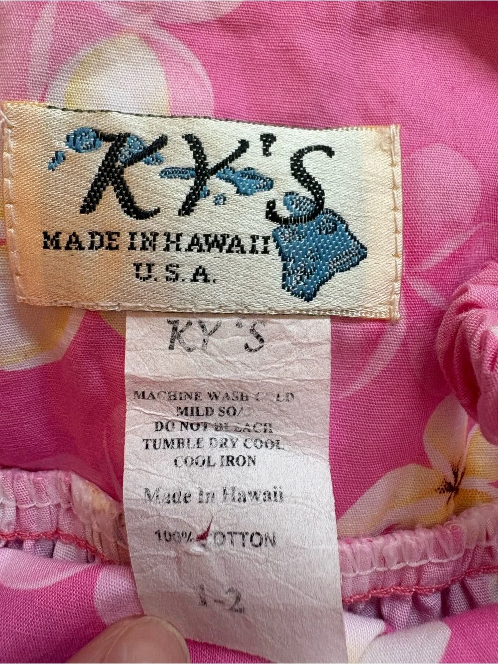 KY'S Vintage Y2K Hawaiian Floral Pink Baby Dress 1-2